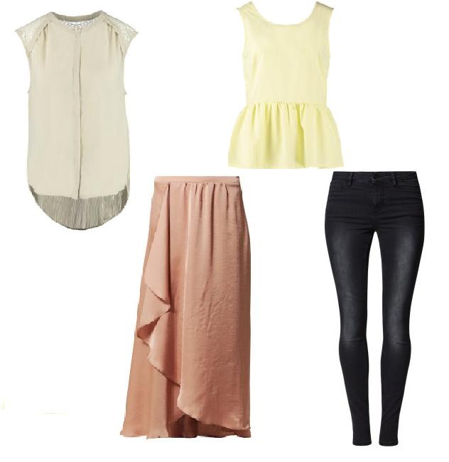 Vero Moda - Looks 4 y 5. Camisa con detalles y falda larga. Camiseta peplum y vaqueros skiny.