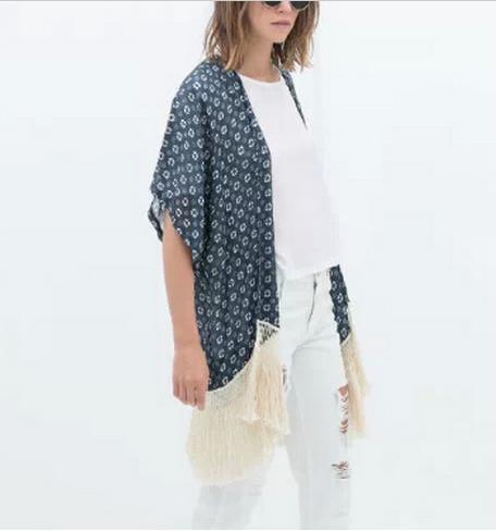 Kimono de Zara - Kimono azul de flecos Kimono de Zara - Kimono azul de flecos