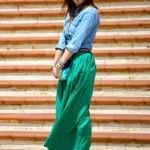 Camisa vaquera con falda larga