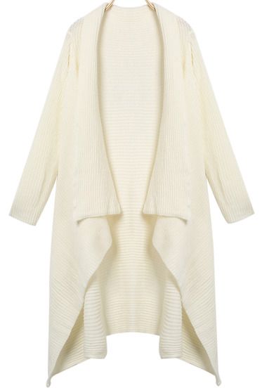 Chaqueta de punto larga blanca