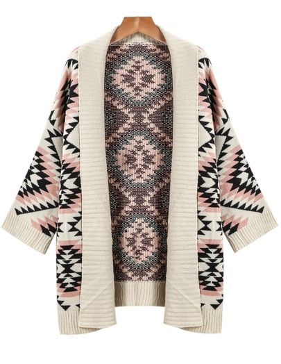 Chaqueta de punto tribal color melocotón