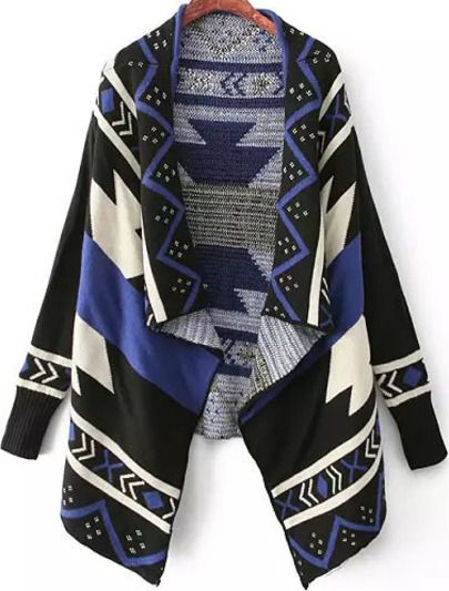 Chaquete de punto estilo tribal azul
