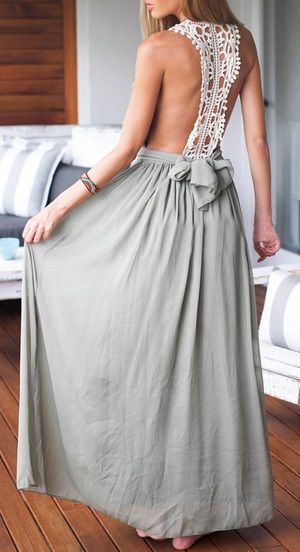 Vestido largo espalda de croché