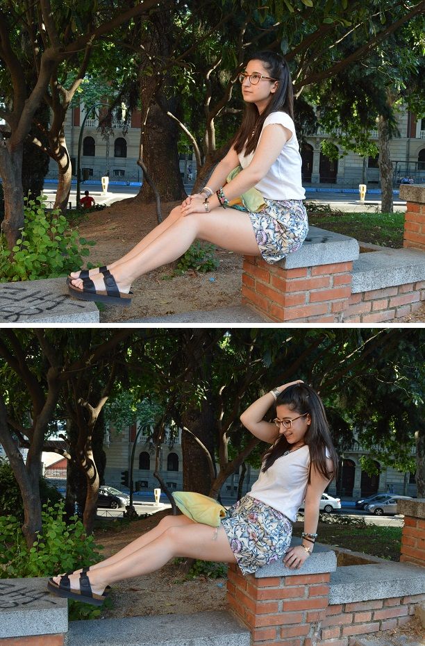 Shorts con estampado de flores