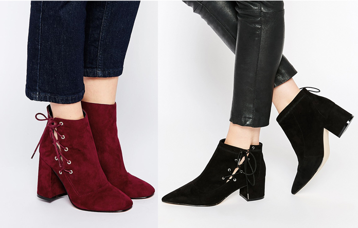 Botines de tacón ancho con cordones Botines de tacón ancho con cordones