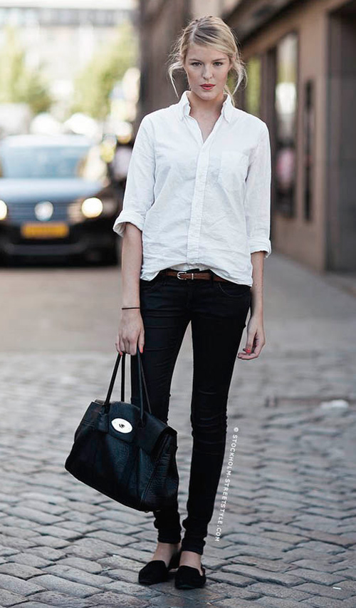 Look con camisa blanca