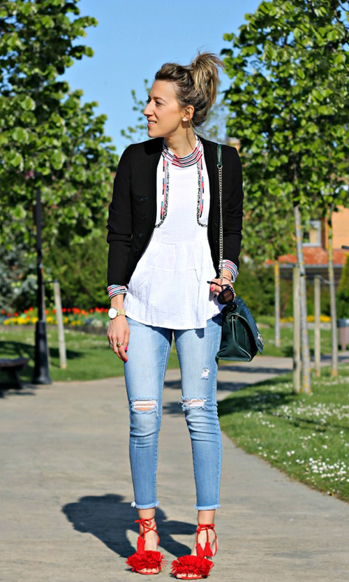 botines rojos de tacon