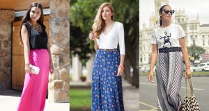 cómo combinar una falda larga