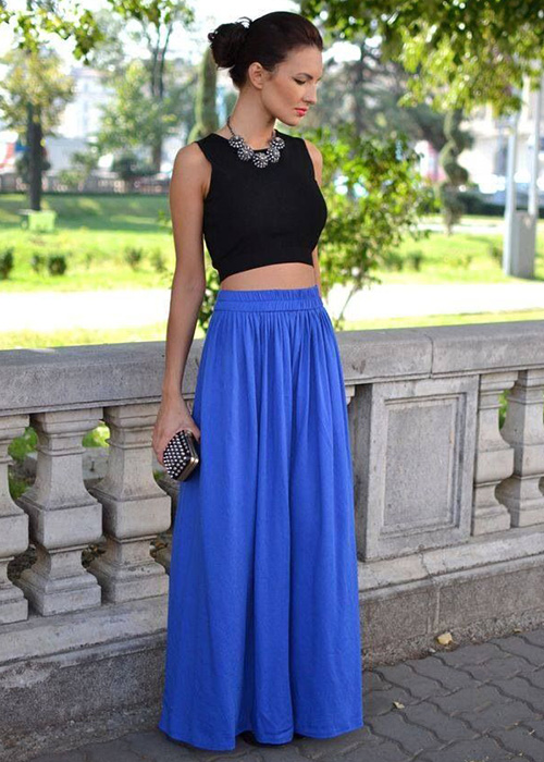 falda larga azul electrico