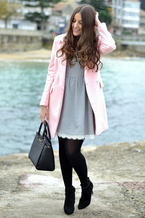 outfit sueter gris largo