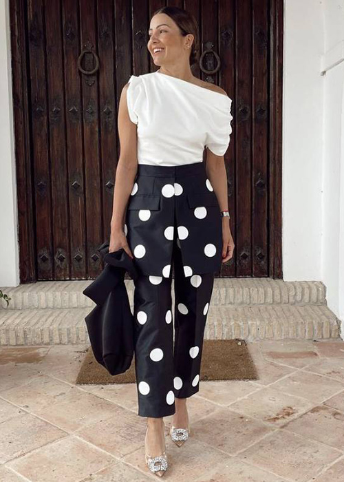 Blusa con estampado de lunares rbete con fruncdo | Clothes for women