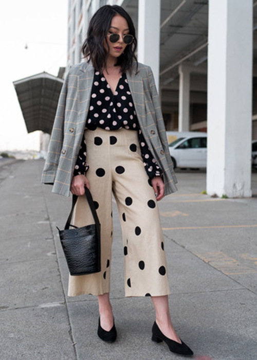 pantalón de lunares culotte