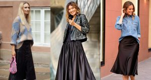 Cómo llevar una falda satinada negra como combinar falda satinada negra