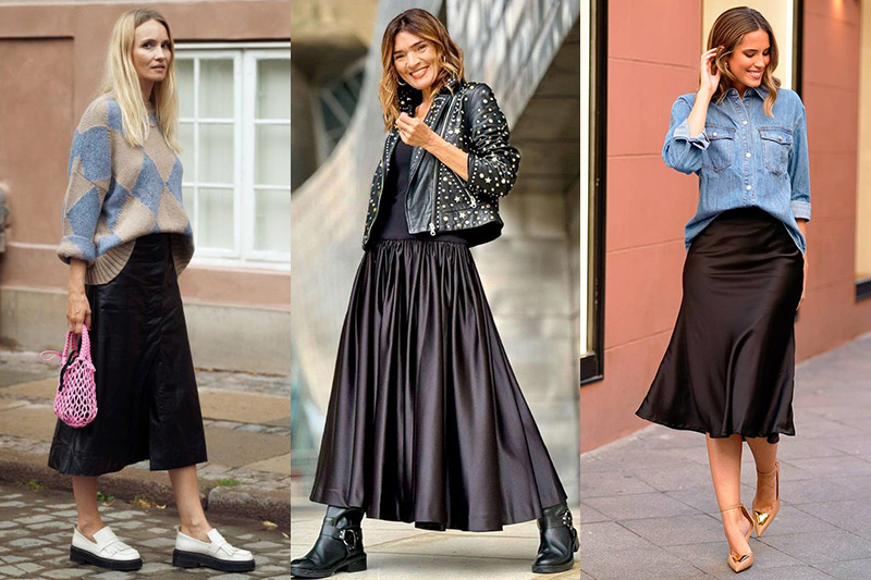 como combinar falda satinada negra como combinar falda satinada negra