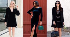 looks con vestido de terciopelo negro