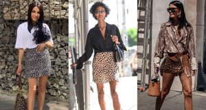 combinar una falda corta animal print