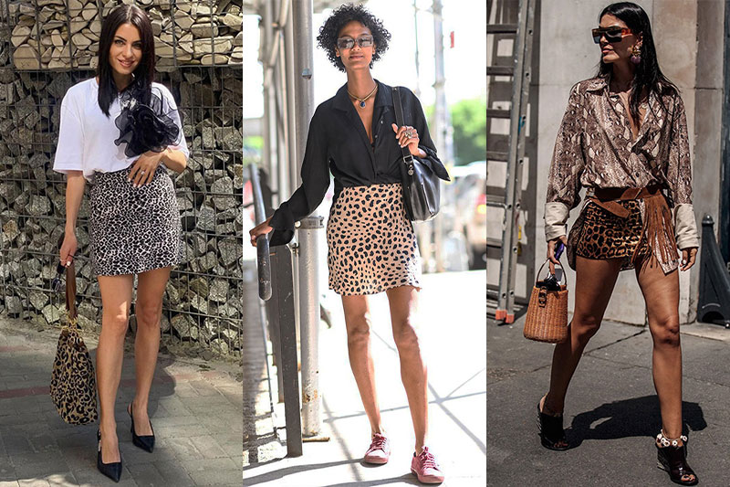 combinar una falda corta de animal print
