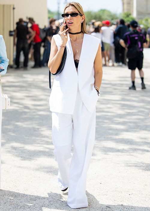 pantalones de mujer blancos con chaleco pantalones de mujer blancos con chaleco