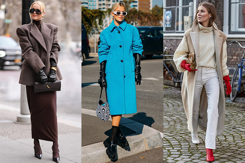 looks elegantes invierno con guantes de piel