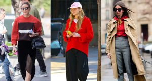 sudadera roja looks casuales