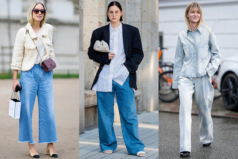 combinar vaqueros anchos mujer