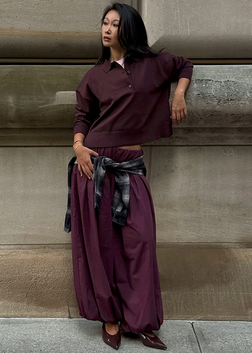 pantalones balloon de lino mujer