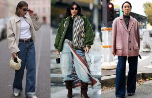 outfits elegantes con vaqueros wide leg