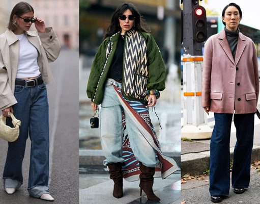 outfits elegantes con vaqueros wide leg