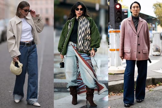 outfits elegantes con vaqueros wide leg