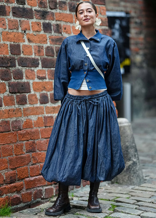 looks casual con falda globo