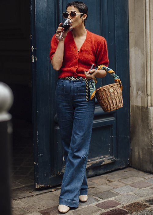 pantalones anchos mujer outfit